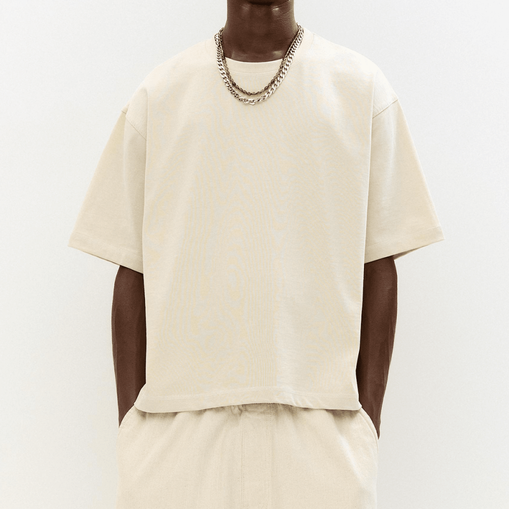 ZMOMZ Cropped Oversized Tee - 250GSM 100% Combed Cotton - Premium Heavyweight Streetwear