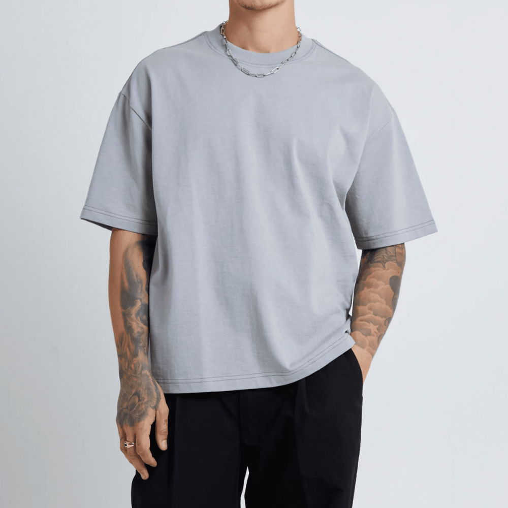 ZMOMZ Cropped Oversized Tee - 250GSM 100% Combed Cotton - Premium Heavyweight Streetwear