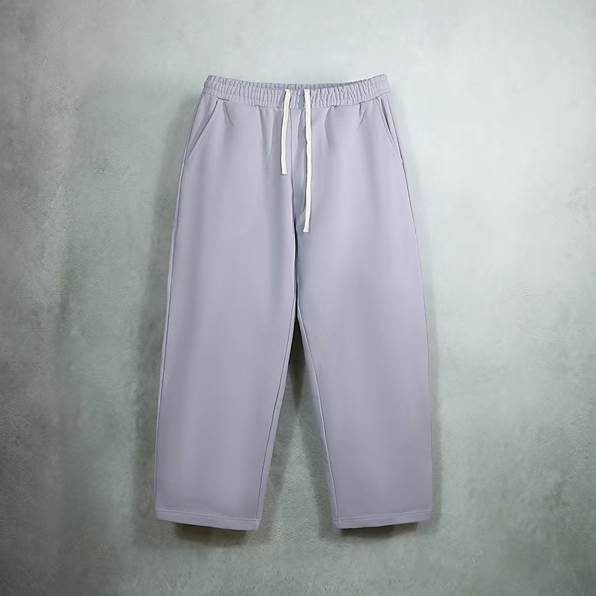 ZMOMZ Curved-Leg Sweatpants Light Gray - Premium Heavyweight Streetwear