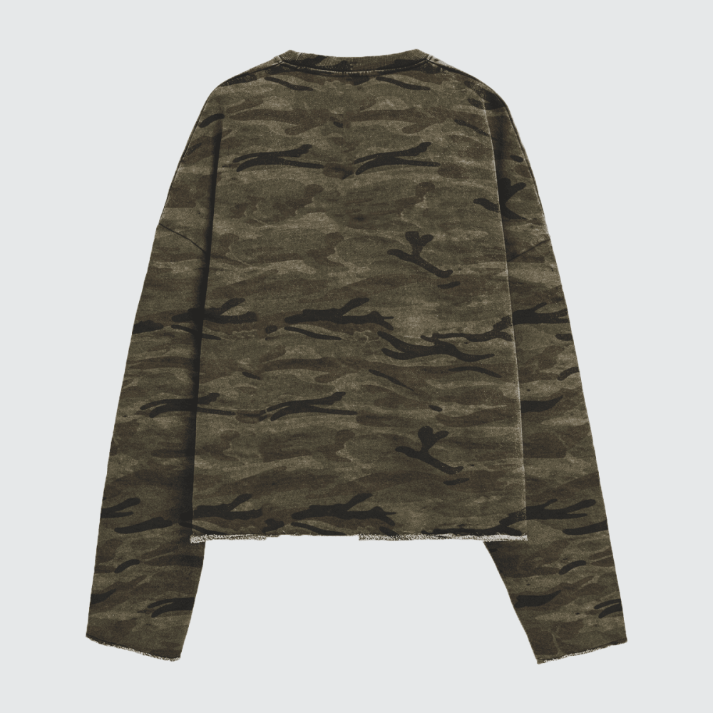 ZMOMZ Camo Cropped Crewneck - Premium Heavyweight Streetwear