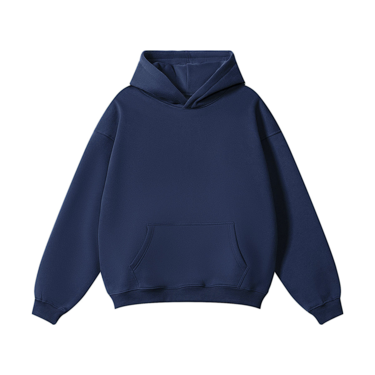 ZMOMZ Fleece Pullover Hoodie - 380GSM Heavyweight Cotton Blend Navy Blue - Premium Heavyweight Streetwear