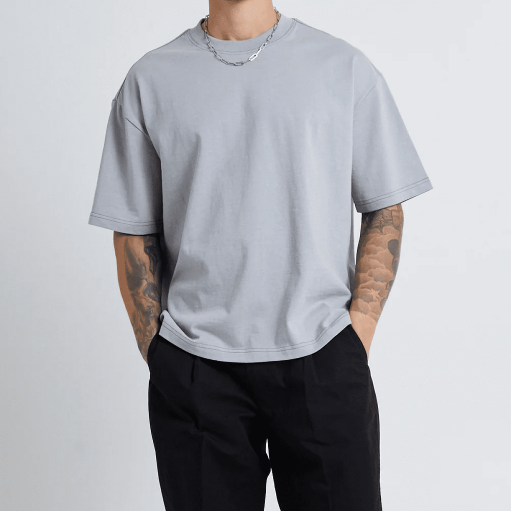 ZMOMZ Cropped Oversized Tee - 250GSM 100% Combed Cotton - Premium Heavyweight Streetwear