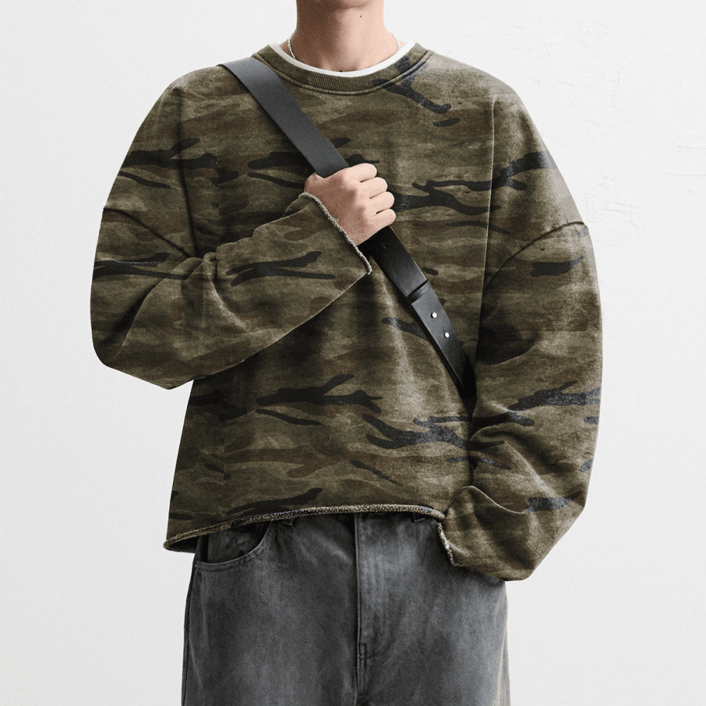 ZMOMZ Camo Cropped Crewneck - Premium Heavyweight Streetwear