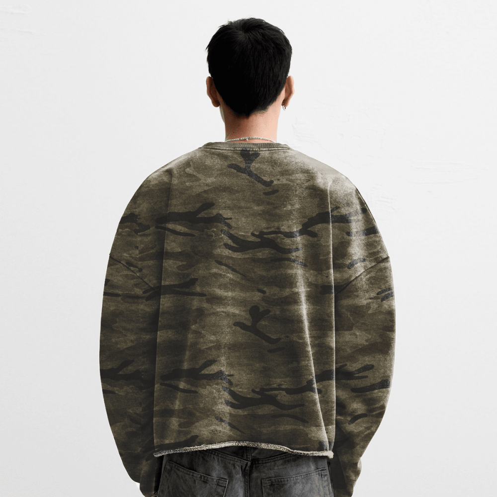 ZMOMZ Camo Cropped Crewneck - Premium Heavyweight Streetwear