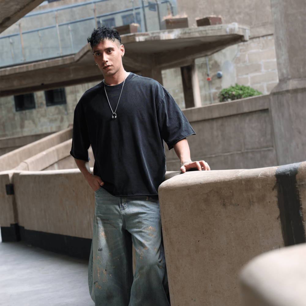 ZMOMZ Snow-Washed Cropped Tee - 300GSM Heavyweight Cotton - Premium Heavyweight Streetwear