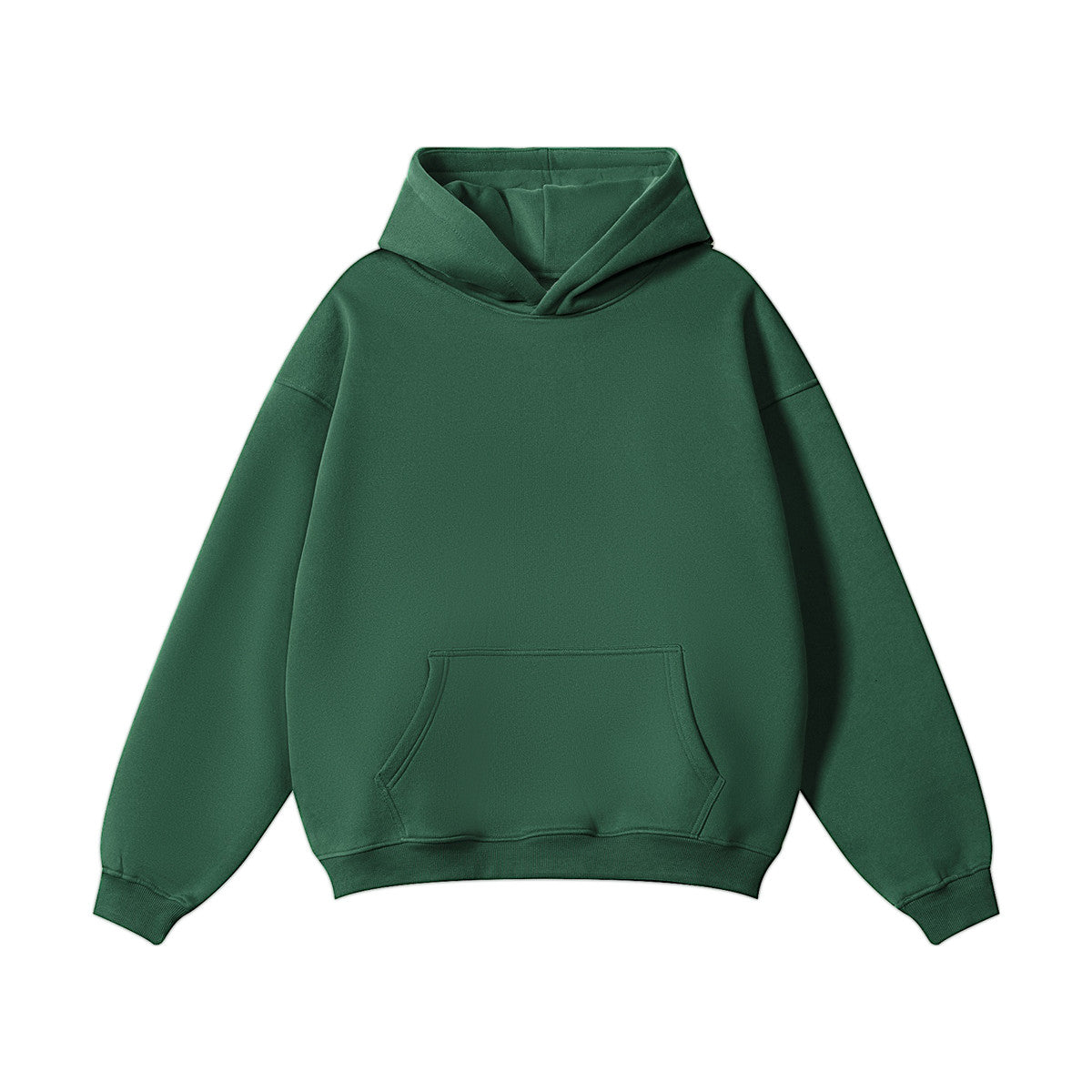 ZMOMZ Fleece Pullover Hoodie - 380GSM Heavyweight Cotton Blend Dark Green - Premium Heavyweight Streetwear