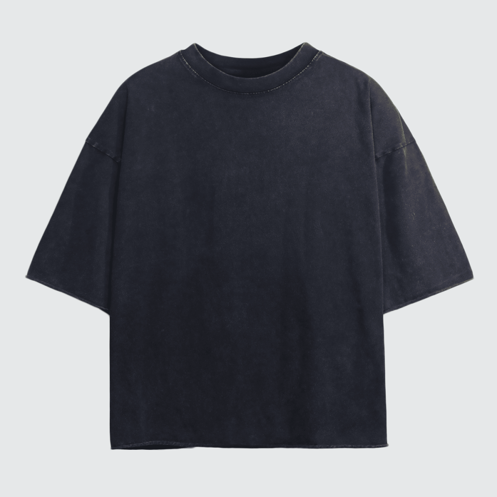 ZMOMZ Snow-Washed Cropped Tee - 300GSM Heavyweight Cotton - Premium Heavyweight Streetwear