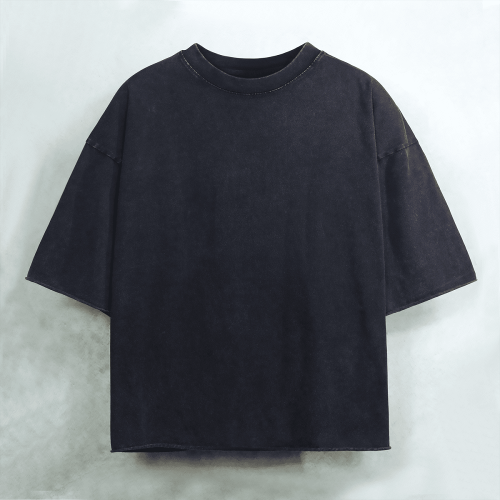 ZMOMZ Snow-Washed Cropped Tee - 300GSM Heavyweight Cotton - Premium Heavyweight Streetwear