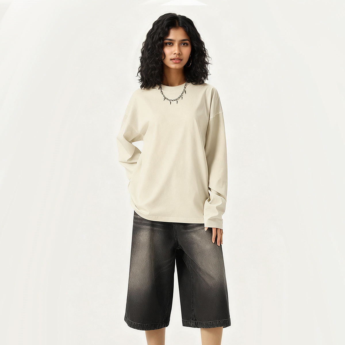 ZMOMZ Heavyweight Long Sleeve Ecru - Premium Heavyweight Streetwear