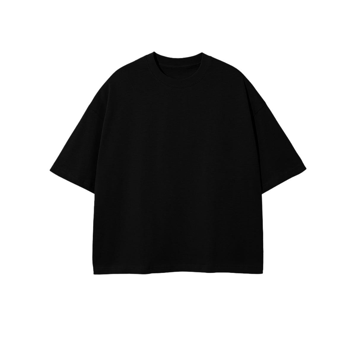 ZMOMZ Cropped Oversized Tee - 250GSM 100% Combed Cotton Black - Premium Heavyweight Streetwear